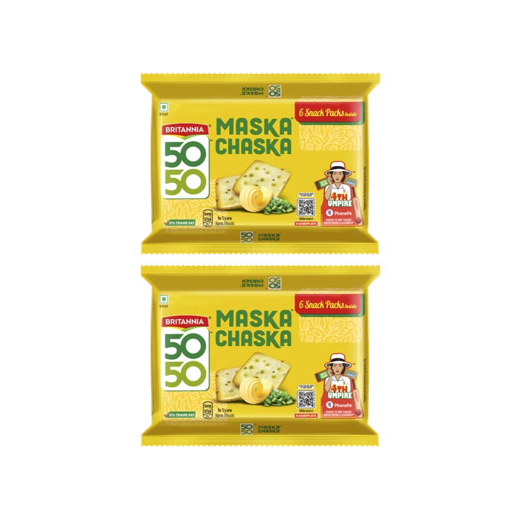 Britannia 5050 Maska Chaska Sweet & Salty Biscuits - Pack of 2