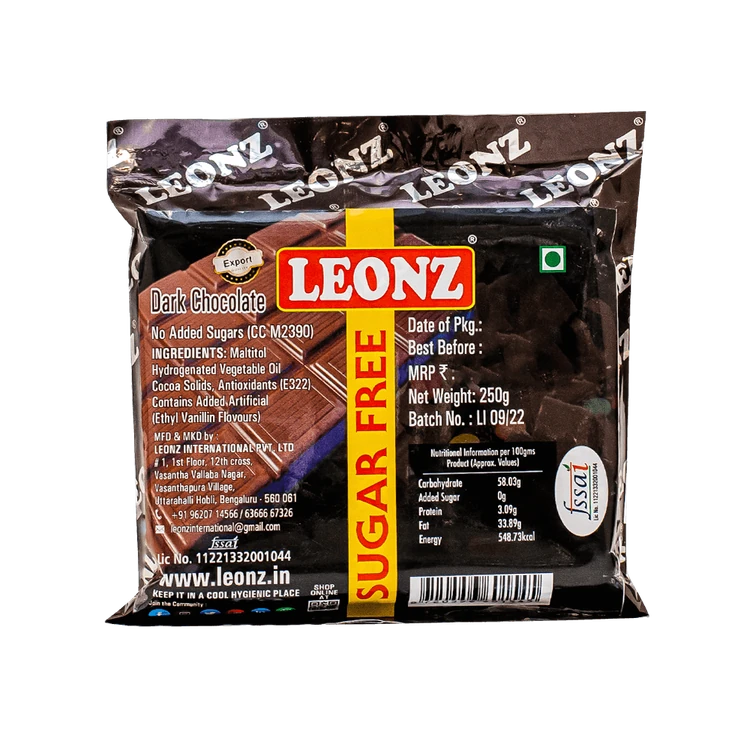 Leonz Dark Chocolate Bar (No Added Sugar)