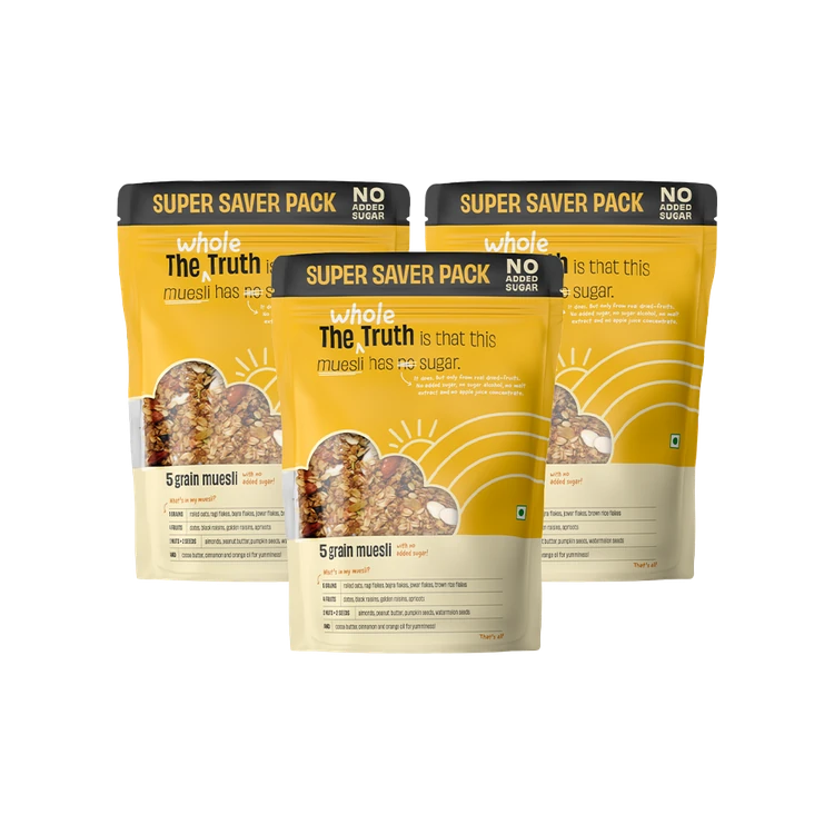 The Whole Truth 5 Grain Muesli with No Added Sugar - Pack of 3