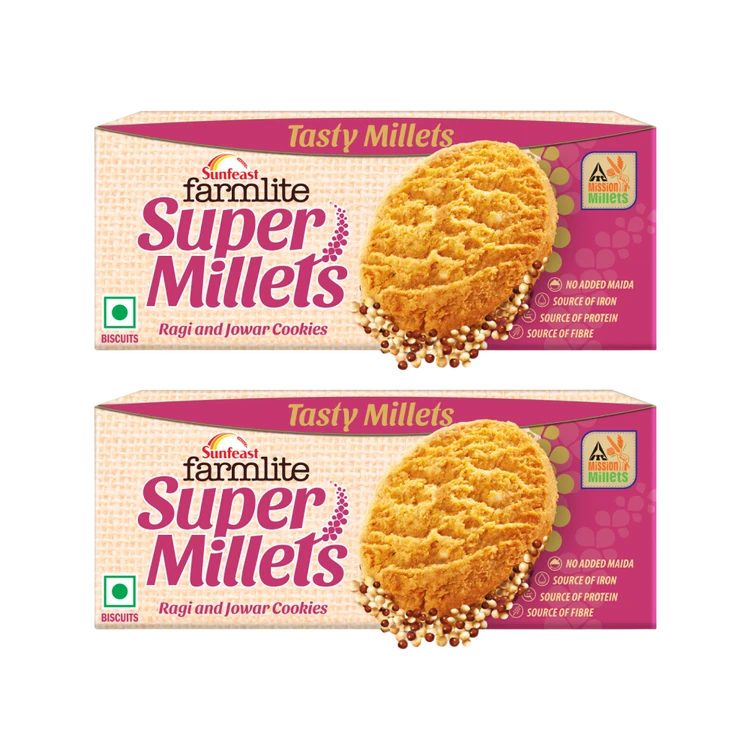Sunfeast Farmlite Super Millets Ragi and Jowar Cookies - Pack of 2