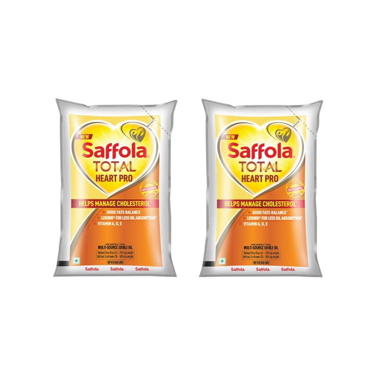 Saffola Total Heart Pro Rice Bran & Sunflower Blended Cooking Oil - Pack of 2 (Aduge Enne)