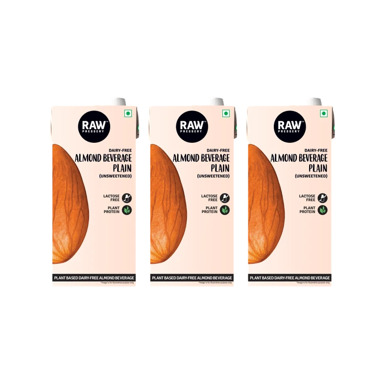 Raw Pressery Plain & Unsweetened Almond Beverage - Pack of 3