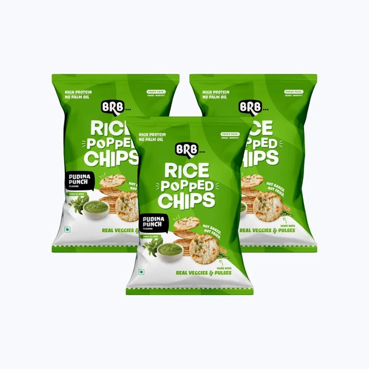 BRB Pudina Punch Rice Popped Chips - Pack of 3