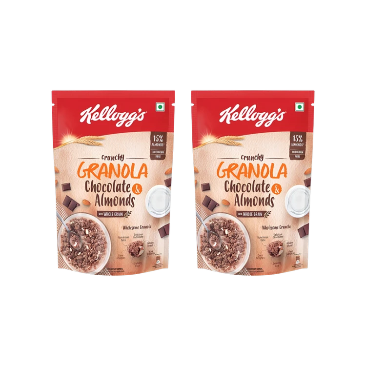 Kellogg's Crunchy Muesli Granola Chocolate & Almonds Cereal - Pack of 2