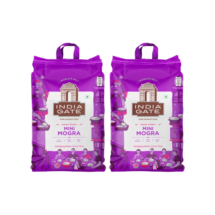 India Gate Mini Mogra Basmati Rice (Short Grain) - Pack of 2 (Mogra Basmati Akki)