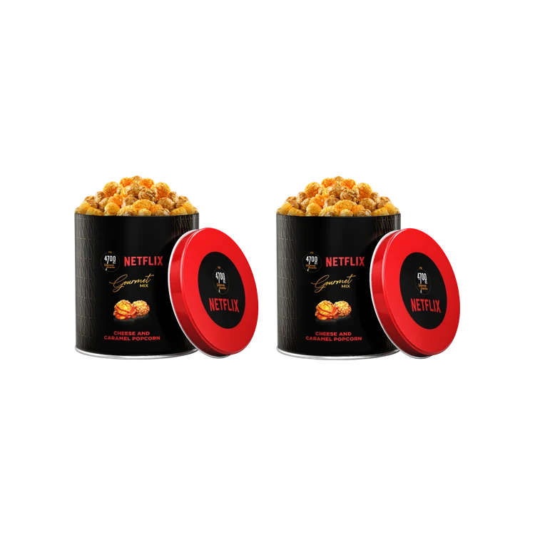 4700BC Netflix Cheese & Caramel Popcorn Tin - Pack of 2