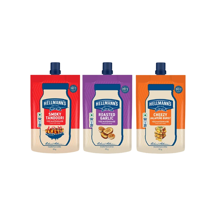 Hellmann's Smoky Tandoori Veg Mayonnaise +  Roasted Garlic Mayonnaise +  Cheesy Jalapeno Burst Mayonnaise Combo