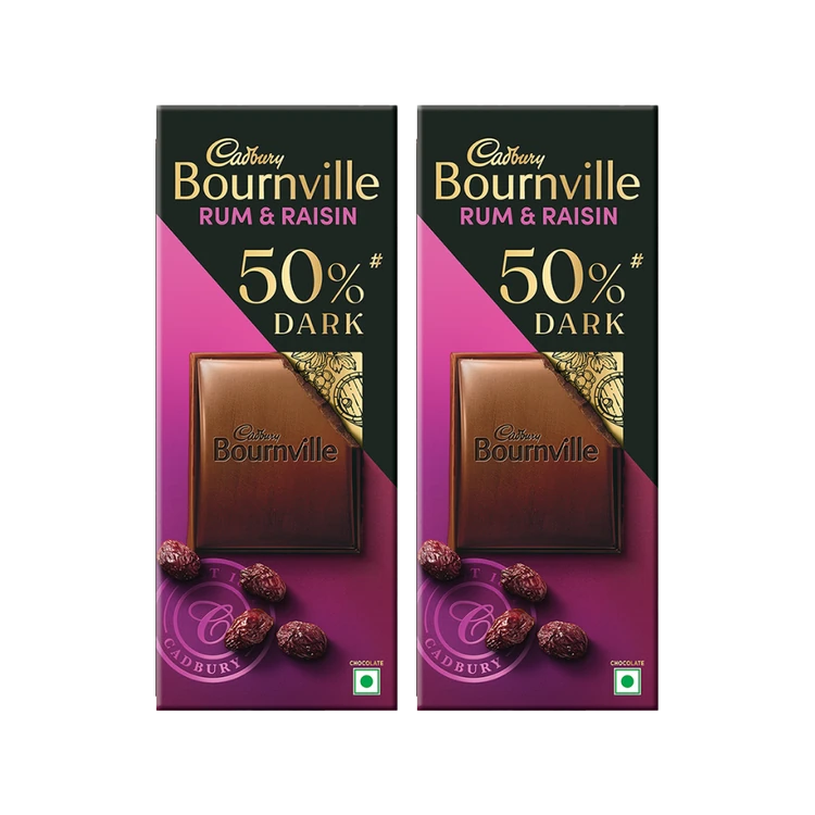 Cadbury Bournville Rum & Raisin Dark Chocolate Bar - Pack of 2