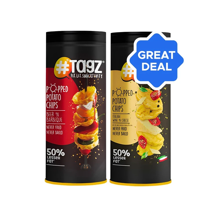 Tagz Beer n Barbeque Campin Chips + Tagz Italian Cheese Dribblin Chips Combo