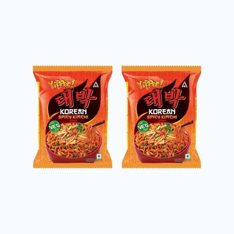 Yippee Korean Spicy Kimchi Style Veg Noodles - Pack of 2