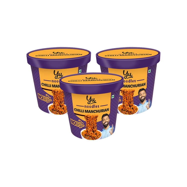 Yu Chilli Manchurian Instant Cup Noodles - Pack of 3
