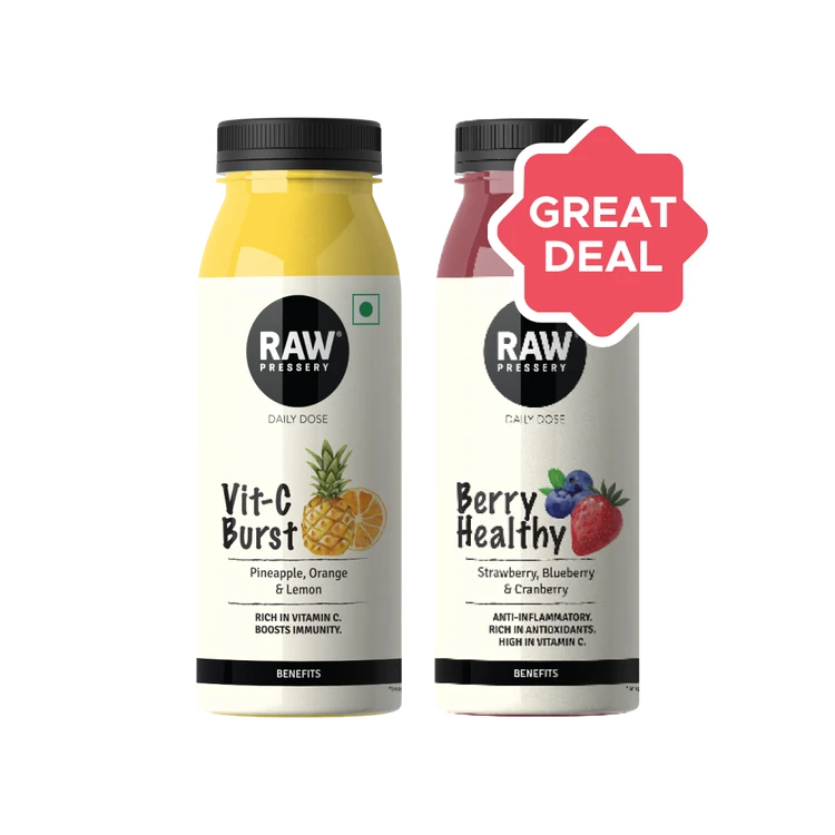 Raw Pressery Vit C- Burst Juice +  Berry Healthy Anti-Inflammatory Juice Combo