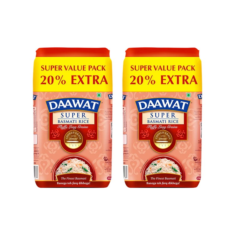Daawat Super Basmati Rice (Long Grain) - Pack of 2