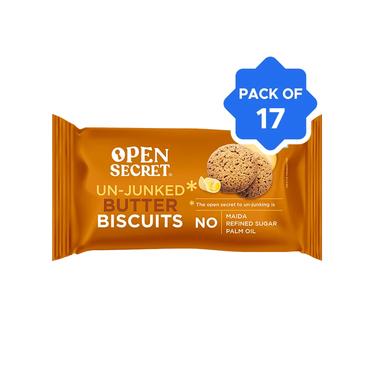 Open Secret Zero Maida Healthy Millet Biscuit - Butter - Pack of 17