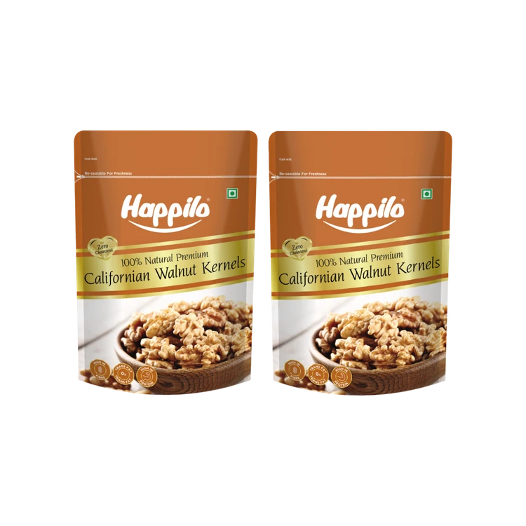 Happilo Premium Natural Californian Walnut Kernels - Pack of 2 (Akrotu Bija)