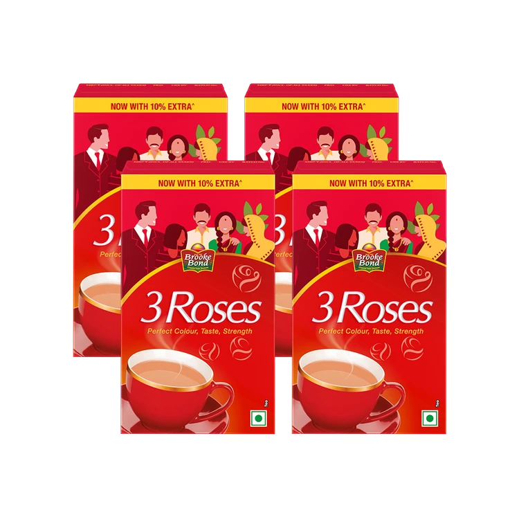 Brooke Bond 3 Roses Dust Tea - Pack of 4