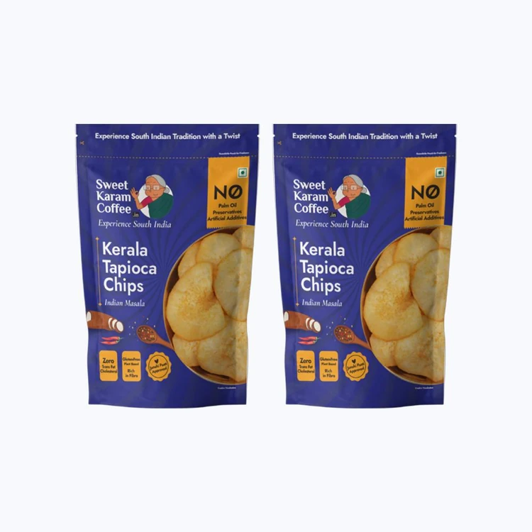 Sweet Karam Coffee Kerala Tapioca Chips - Indian Masala - Pack of 2