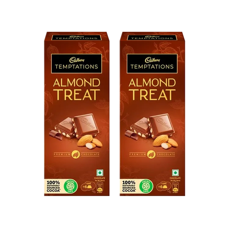 Cadbury Temptations Almond Treat Premium Milk Chocolate Bar - Pack of 2