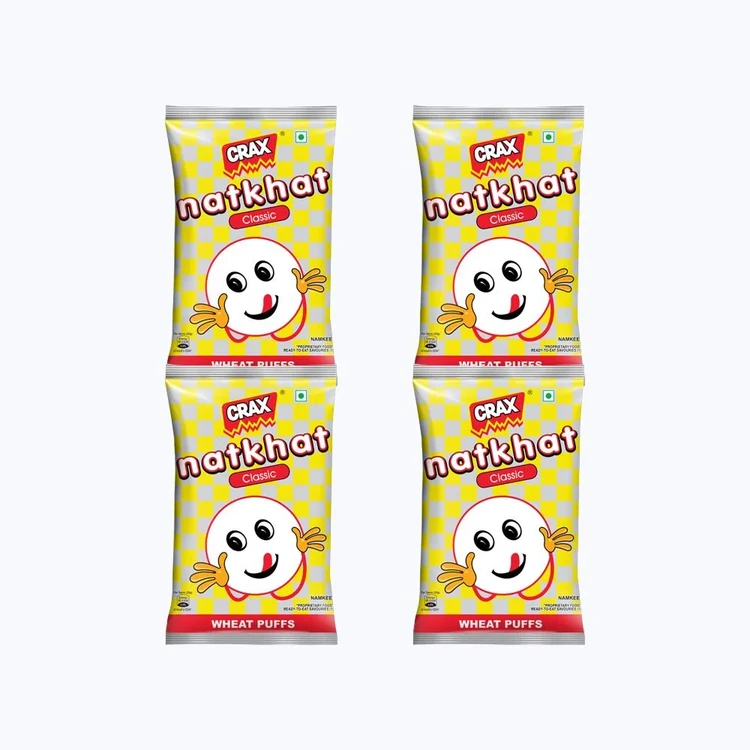Crax Natkhat Classic Wheat Puffs Snacks - Pack of 4