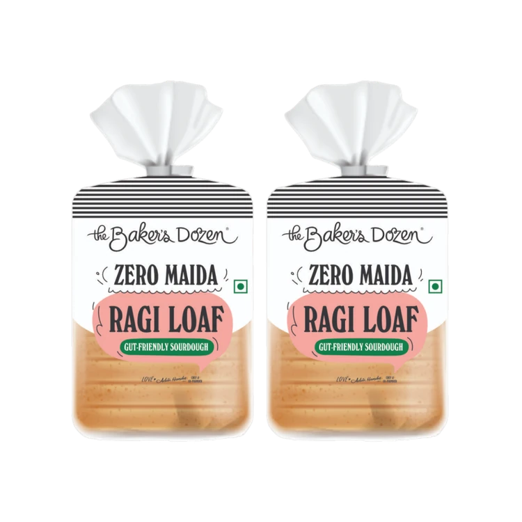 The Baker's Dozen Zero Maida Ragi Sourdough Brown Bread - Pack of 2