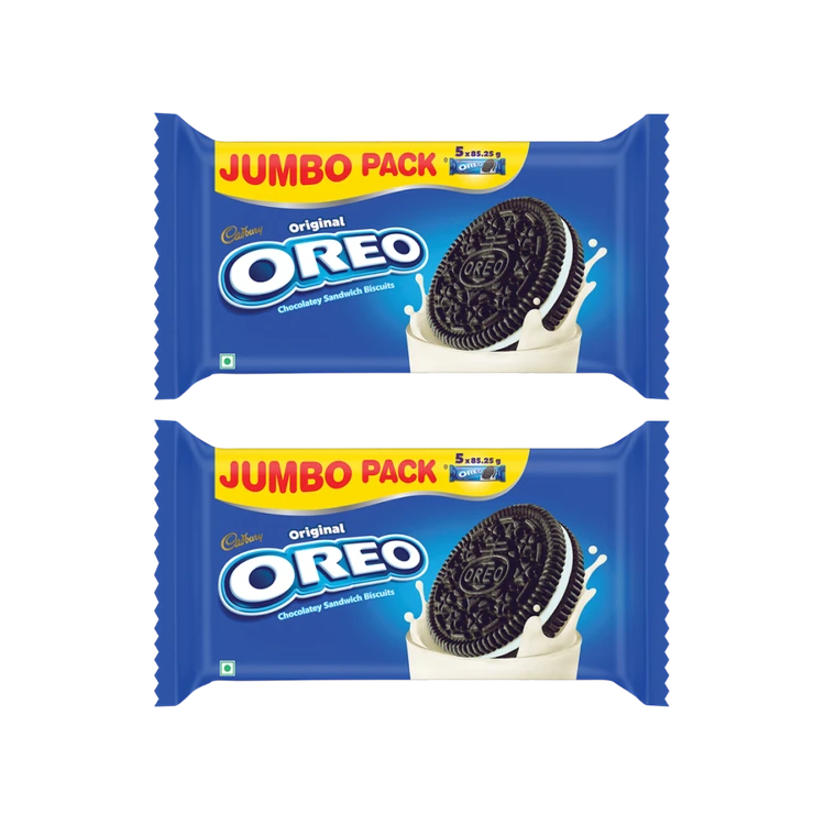 Cadbury Oreo Vanilla Sandwich Cream Biscuits Jumbo Pack - Pack of 2