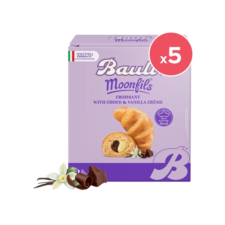 Bauli Moonfils Choco & Vanilla Twin Crème Soft Croissant (Eggless) - Pack of 5