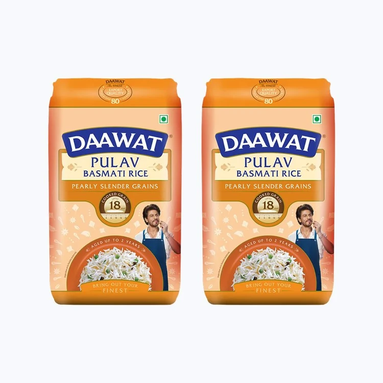 Daawat Pulav Basmati Rice (Extra Long Grain) - Pack of 2 (Basmati Akki)