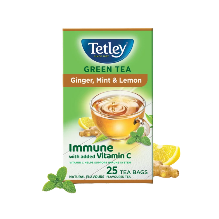 Tetley Ginger, Mint & Lemon Green Tea Bags (Immune with added Vitamin C)