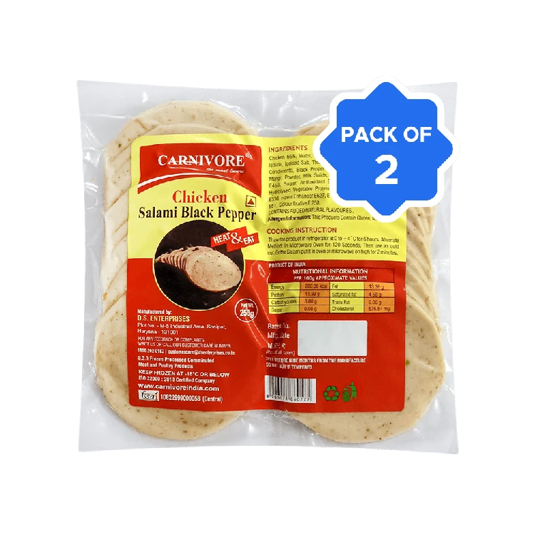 Carnivore Black Pepper Chicken Salami (Frozen) - Pack of 2