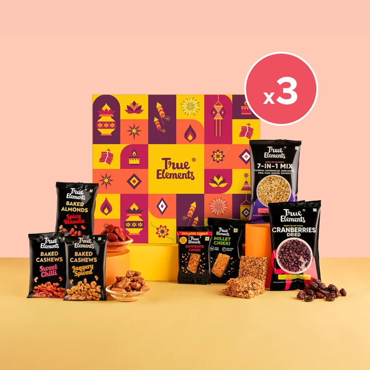 True Elements Festive Celebrations Dry Fruits Gift Pack - Pack of 3 (Dry Fruits Udugore Pack)