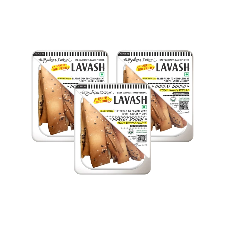 The Baker's Dozen Whole Wheat Baked Lavash Flatbread Crisp for Dip - Pack of 3