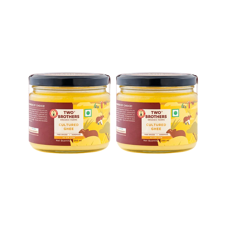Two Brothers Cultured Desi Cow A2 Gir Ghee - Pack of 2