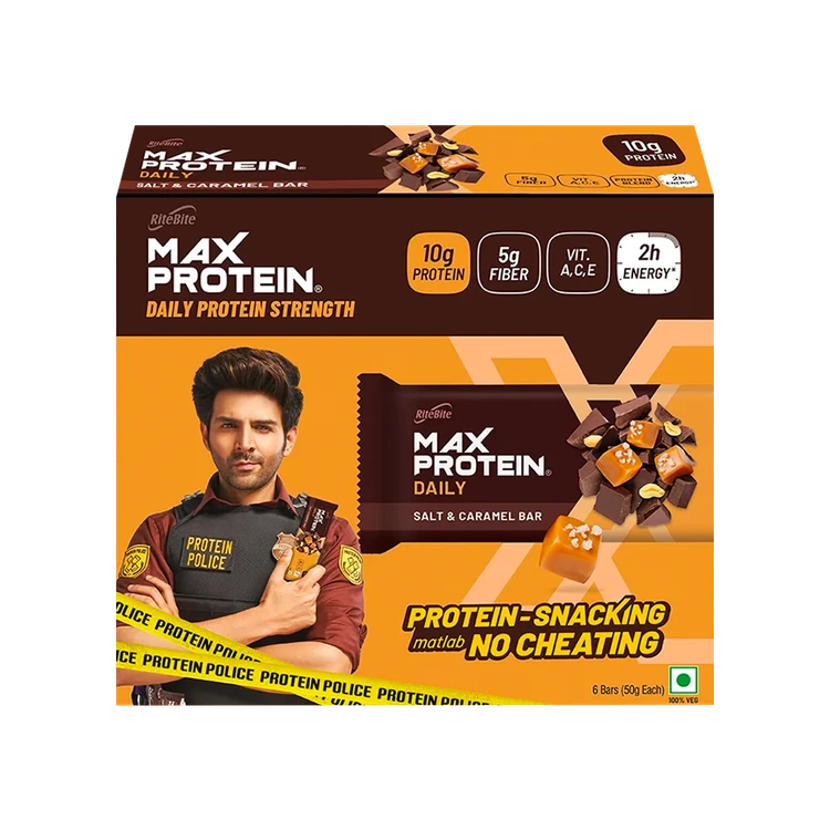 RiteBite Max Protein Salt & Caramel Energy Bar Box