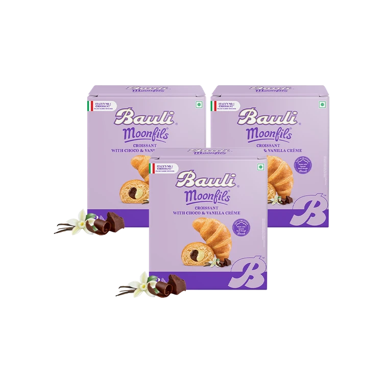 Bauli Moonfils Choco & Vanilla Twin Crème Soft Croissant (Eggless) - Pack of 3
