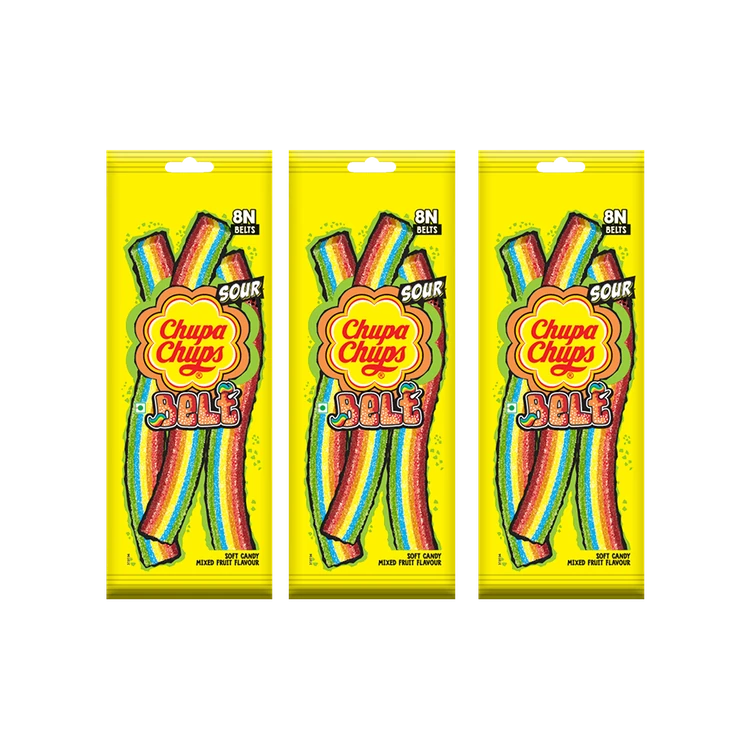 Chupa Chups Sour Belt Mixed Fruit Candy - Pack of 3