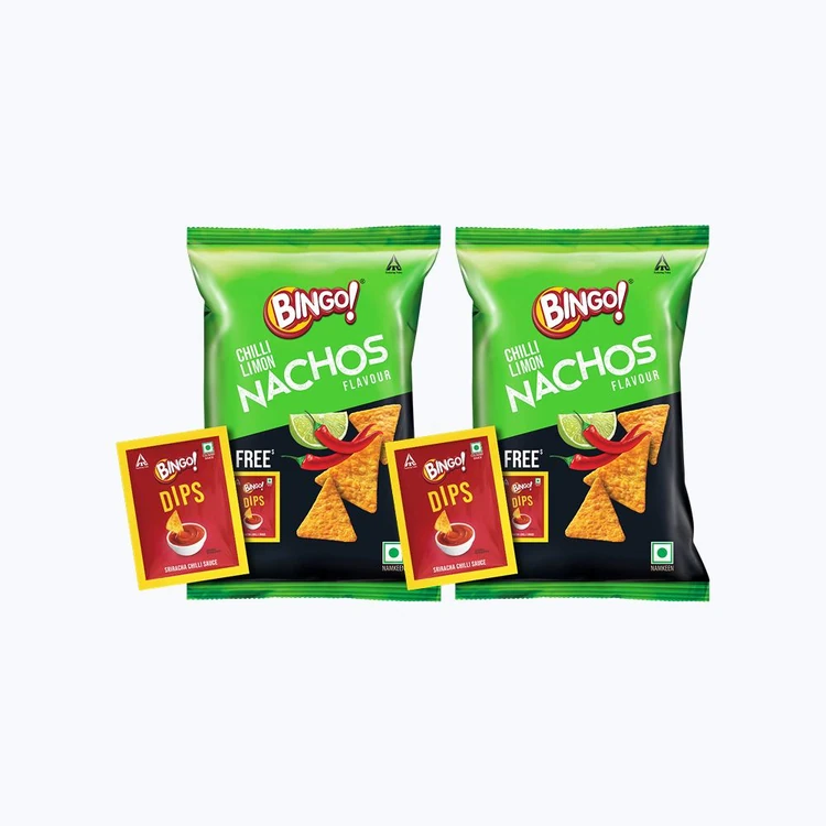 Bingo Chilli Limon Nachos with Free Dip - Pack of 2