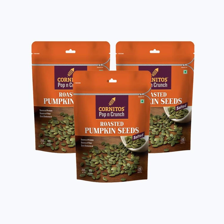 Cornitos Pop n Crunch Roasted Salted Pumpkin Seeds - Pack of 3