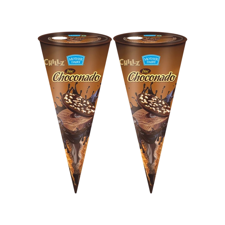 Mother Dairy Disk Choconado Ice Cream Cone - Pack of 2