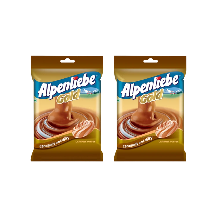 Alpenliebe Gold Caramel and Milky Candy (46 Pieces) - Pack of 2