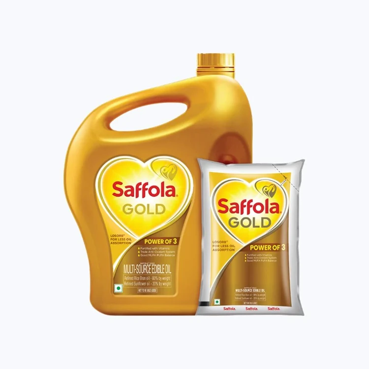 Saffola Sunflower and Rice Bran Blended Cooking Oil - Free 1 l Pouch (Aduge Enne)
