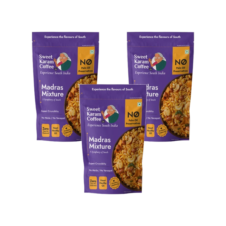 Sweet Karam Coffee Madras Mixture Namkeen - No Palm Oil - Pack of 3