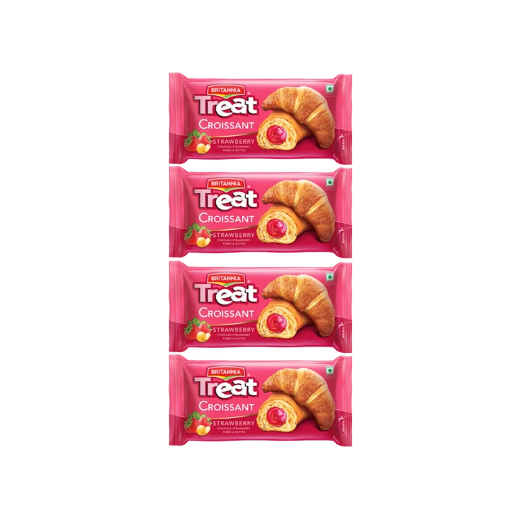 Britannia Treat Strawberry Croissant - Pack of 4