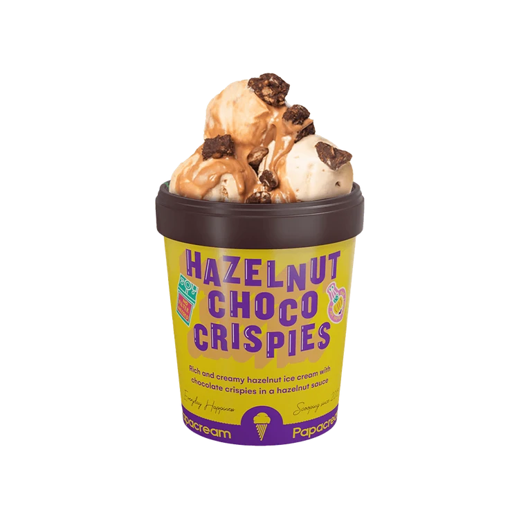 Papacream Hazelnut Choco Crispies Ice Cream Tub
