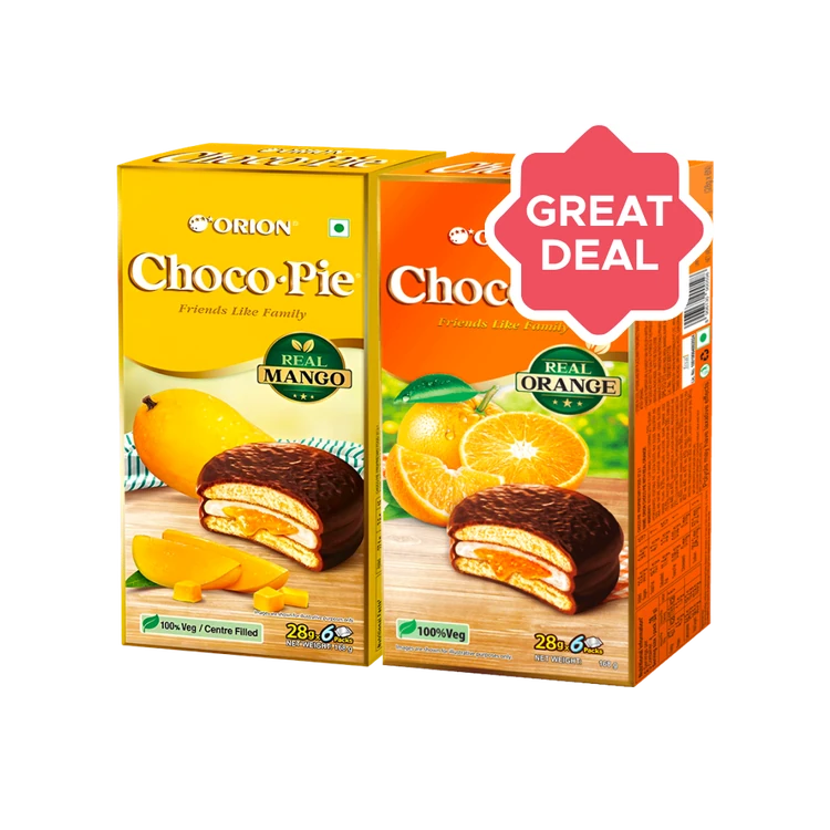 Orion Mango Choco Pie +  Orange Choco Pie Combo