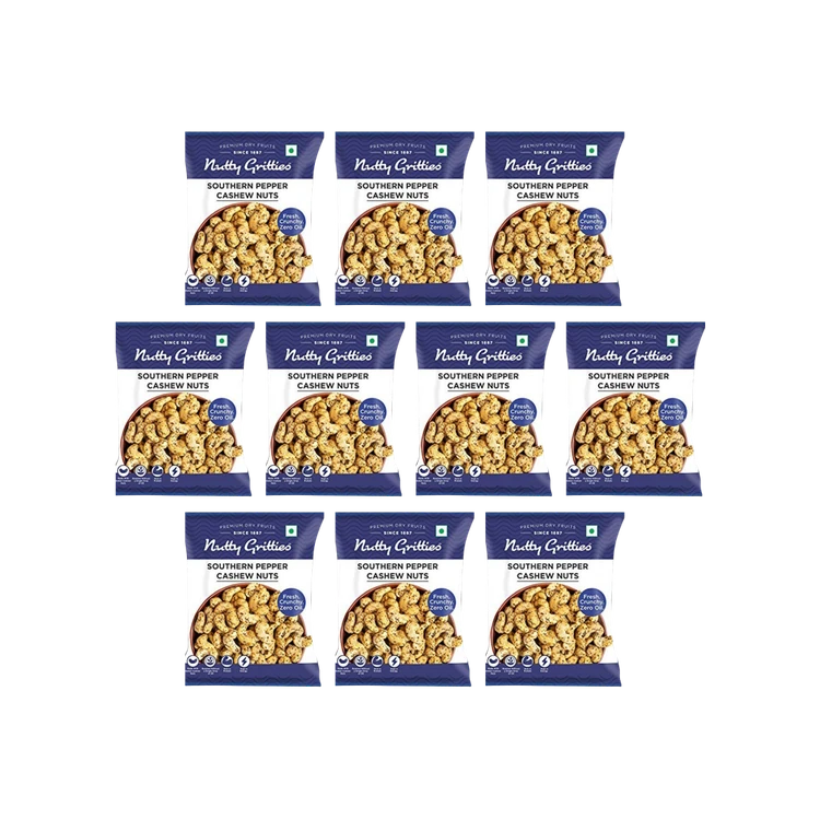 Nutty Gritties Southern Pepper Cashew - Pack of 10 - Brand Offer (Godambi)