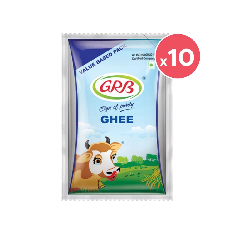 GRB Desi Cow Ghee (10 ml) - Pack of 10 (Hasuvina Tuppa)