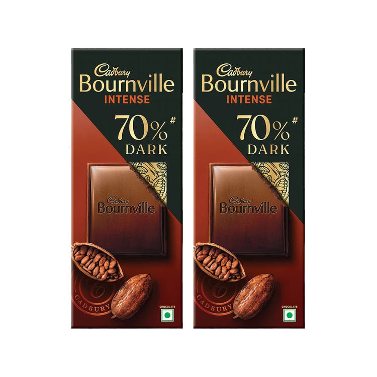 Cadbury Bournville Rich Cocoa 70% Dark Chocolate Bar - Pack of 2