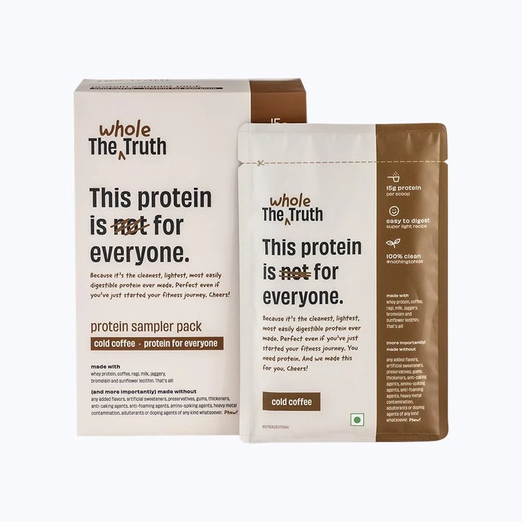 The Whole Truth Whey Protein Sampler Pack - Cold Coffee (15 g Protein Per Sachet)