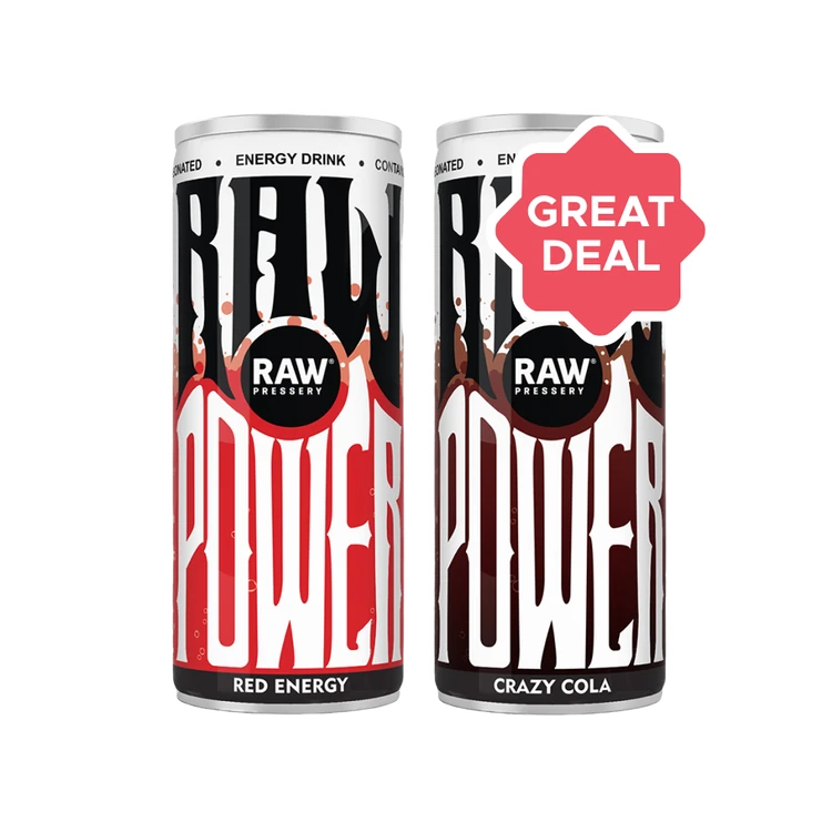 Raw Pressery Red Energy Drink +  Crazy Cola Energy Drink Combo