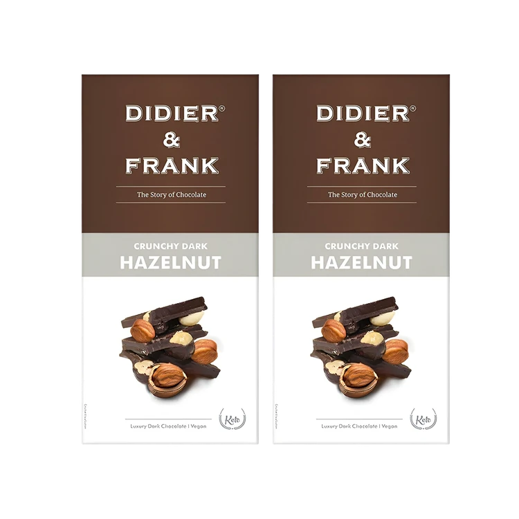 Didier & Frank Crunchy Hazelnut Dark Chocolate Bar - Pack of 2